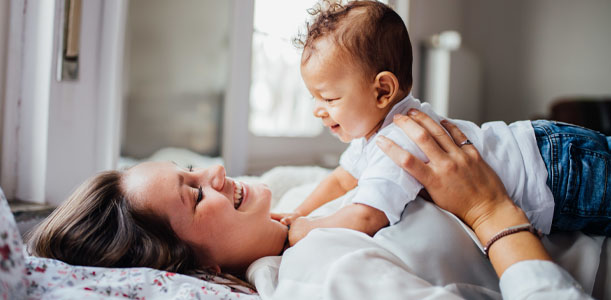 Mother holding baby